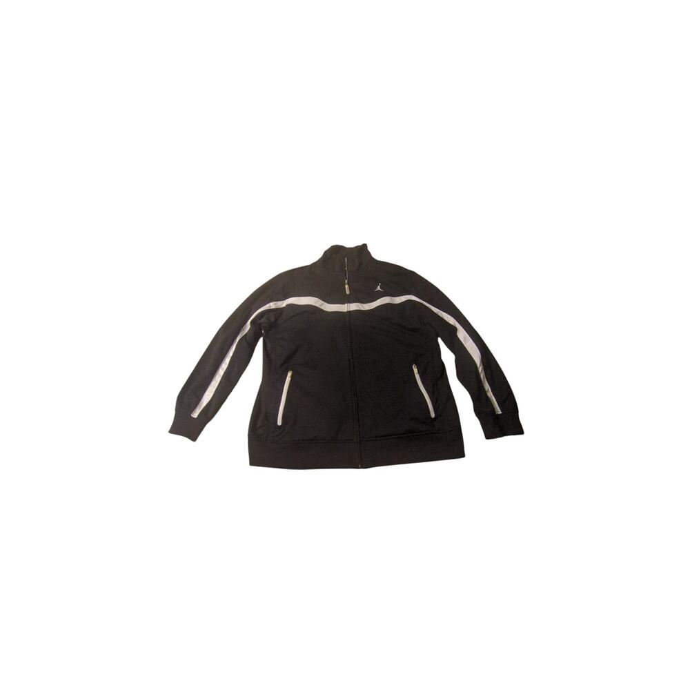 Jordan Nike Black Track Jacket White Stripe Jumpman Mens -FLAW - Small Burn Mark